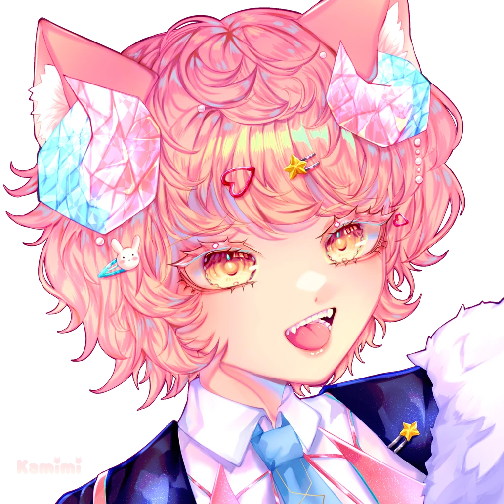 Maffi’s avatar: a pink-haired catboy with crystal ears